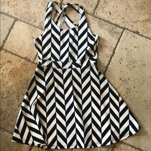 NWT chevron pattern, black and white sun dress
